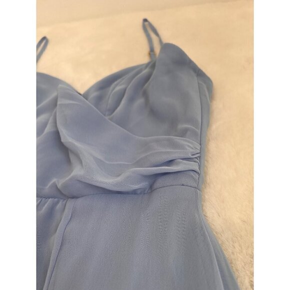 New LOVELY Women's Size 4-R ADJUSTABLE STRAP WRAP BODICE MAXI DRESS IN SKY BLUE - Picture 9 of 11